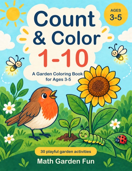 Count & Color 1–10 cover art, ages 3–5, 30 garden activities