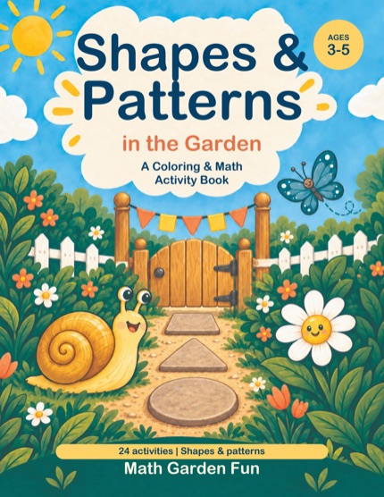 Shapes & Patterns cover art, ages 3–5, 24 garden activities