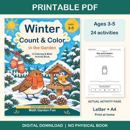 Winter Count & Color cover art, ages 3–5, 24 garden activities